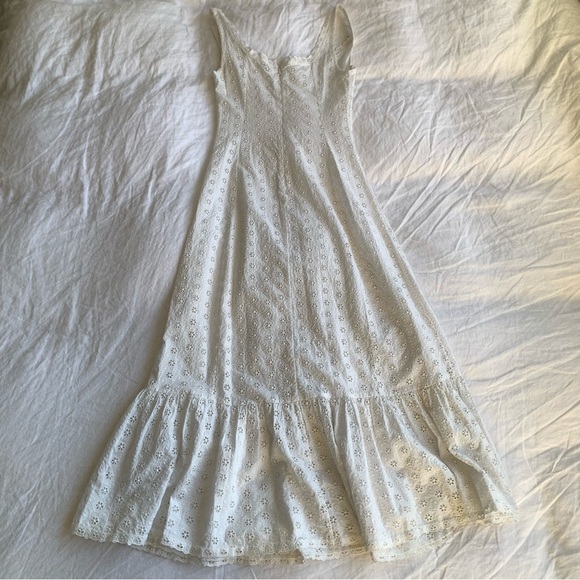 Doen Melaine Cotton Eyelet Bustier Ruffle Maxi Dress Salt Melanie White - Picture 12 of 16